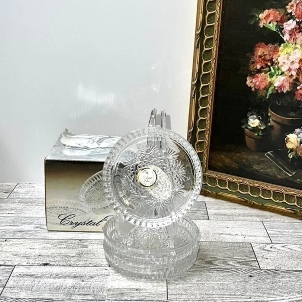 Vintage Essex Lead Crystal Coaster Set of 3
